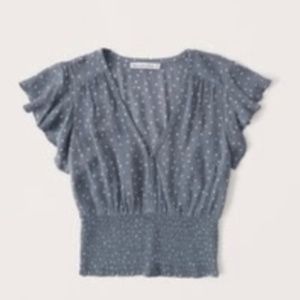 Abercrombie short sleeve smocked waist flutter blouse